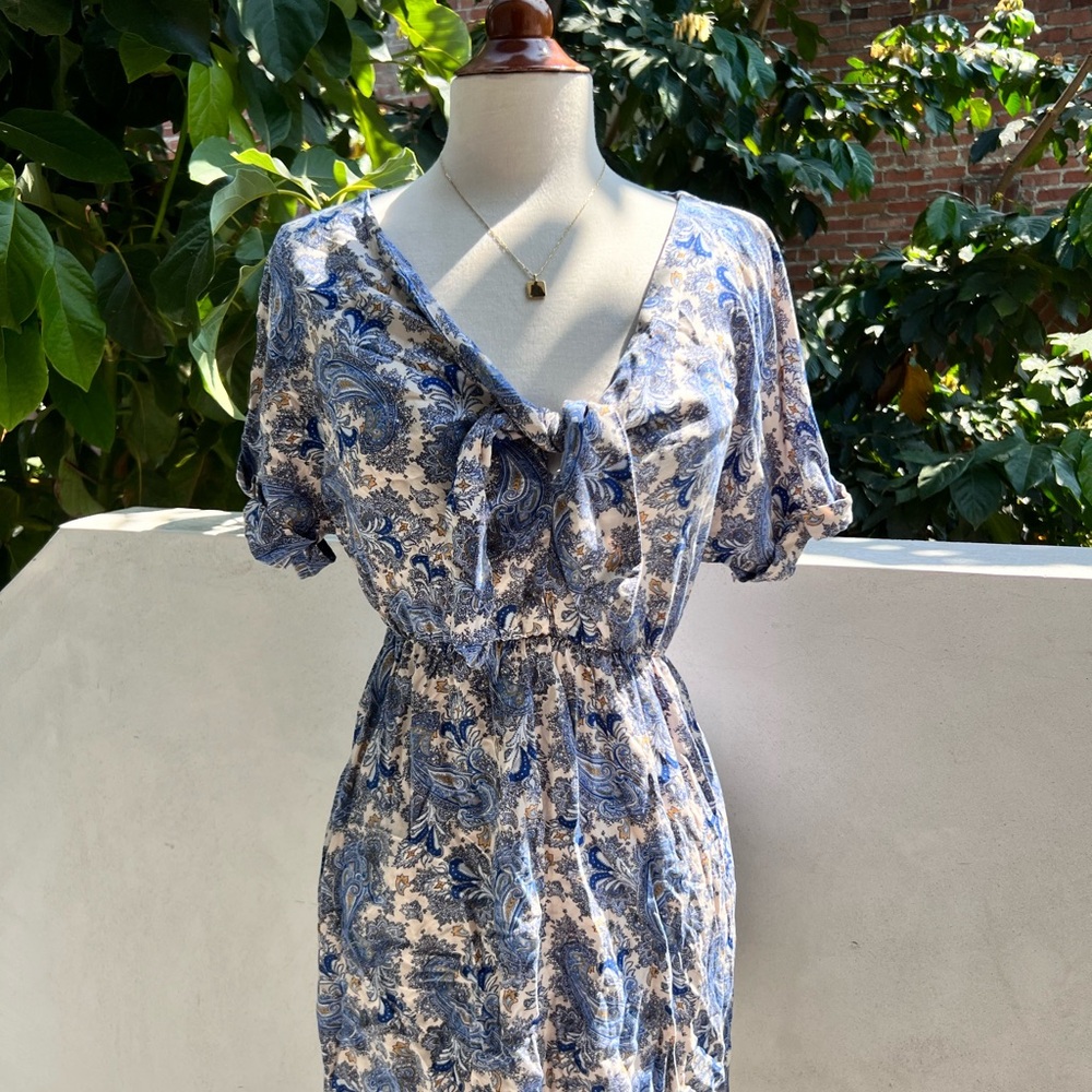 Blue and White Paisley Floral Sundress